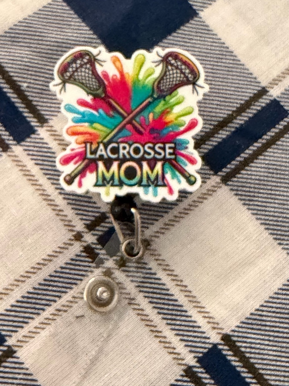 Lacrosse Mom Multicolor Badge Reel Key & Card Holder